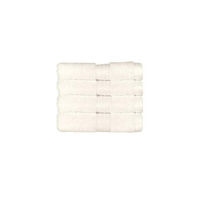 Christy Supreme Hygro 4 Face Cloths Set | Almond White | 100% Luxury Supima Cotton | Ultra Soft | Super Absorbent | 650GSM | 4 Wash Cloth Flannels