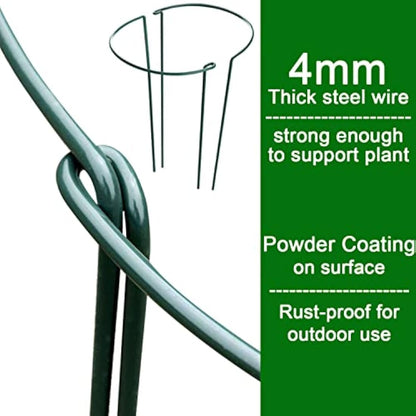 VLYHGO 6PCS 44x20cm Plant Supports for Garden Half Round Ring Plant Support Large Metal Garden Supports for Tomatoes Tulips, Roses, Daisies, Lavender