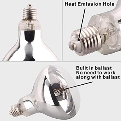 DERNORD Mercury Vapour Bulb Tortoise - 160W UVA UVB Heat Lamp Bulb for Reptile Turtle Snakes Bearded Dragon Vivarium Spotlight Basking Bulbs E27 Screw