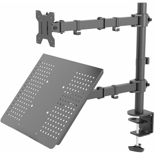 VIVO Black Fully Adjustable 13 to 32 inch Single Computer Monitor and Laptop Desk Mount Combo, Stand with Grommet Option, Fits up to 17 inch Laptops (STAND-V002C)