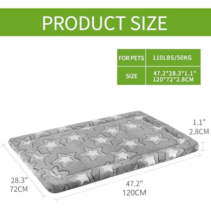 EMPSIGN Large Dog Bed Washable Reversible Cool and Warm Mattress for Crate with Removable Cover, Grey, 122x76x2.8cm