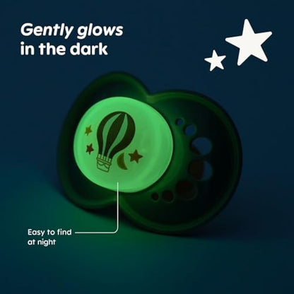 MAM Original Night Soothers | 0-6 Months | 2 Pack | Glow in The Dark | Comes in Dummy Steriliser Case | Baby Accessories for Newborn | Cream (Various Designs)