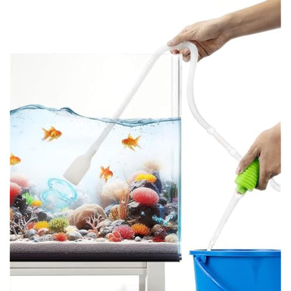 Luigi's Syphon Fish Tank Cleaner for Aquarium - Filtered Hand Vacuum Syphon Pump - 3-in-1 Water Changer and Gravel Washer for Fish Tank - Fish Tank Cleaning Kit