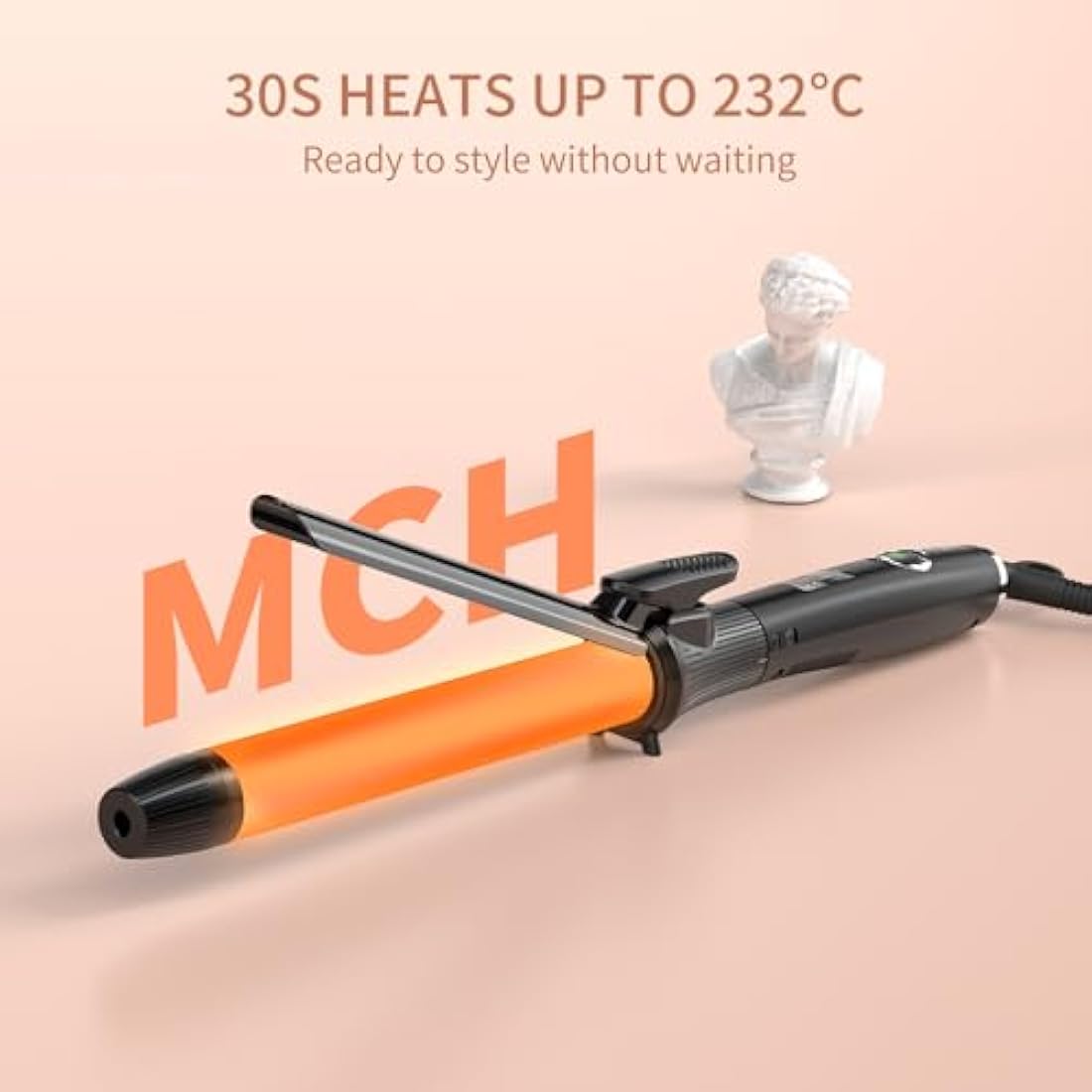 K&K Hair Curling Wand, 25mm Ceramic Titanium Barrel, Digital Display, 50-230°C, 60 Min Auto Shut Off (25mm)