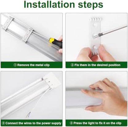 muzha 4 Packs LED Batten Lights 4FT 40W 6500k Daylight,Low Profile Wall or Ceiling Surface Mounted Fitting for Home/Workshop/Office/School Restaurant