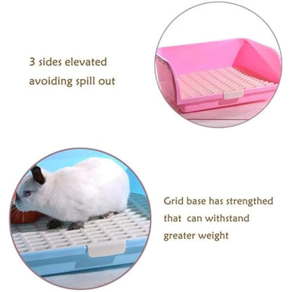 Oncpcare Super Large Rabbit Litter Box, Small Animal Restroom Square Bunny Litter Box Guinea Pig Litter Tray Pet Toilet Chinchilla Potty Trainer (Beige)