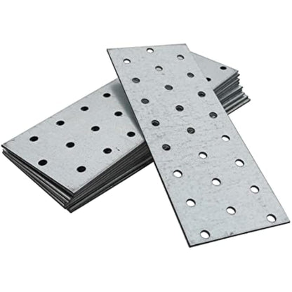 OMIDEAS 10 x Flat Joining Plates (160 x 60 x 2) Connecting Perforated Metal Brace Bracket Timber Wood Fixing Galvanised Steel Repair Connector