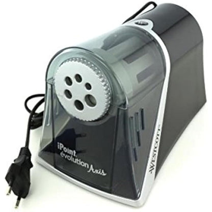 Westcott E-15509 00 iPoint Axis Electric Sharpener with Automatic Sharpener, 6 Different Openings, Grey/Black