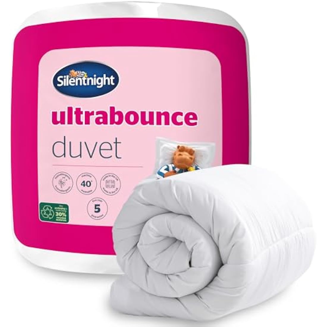 Silentnight Ultrabounce 13.5 Tog Double Duvet - Thick Warm Winter Duvet Quilt Hypoallergenic and Machine Washable - Double Bed, White