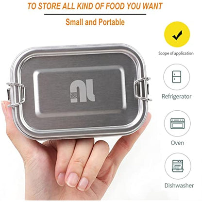 nicelock Small Food Storage Container Stainless Steel Lunch Snack Boxes Food Prep Containers with Lids Airtight Freezer & Dishwasher Safe | 400 ml | BPA-Free Plastic-Free | Pack of 3