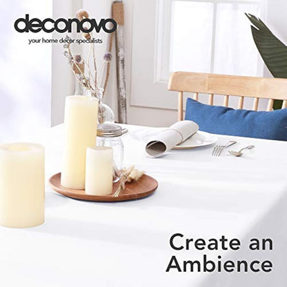 Deconovo Christmas Decorations Home Decorative Oxford Wipeable Tablecloth Rectangle Water Resistant Tablecloth for Coffee Tables 130x220cm(51x87in) White