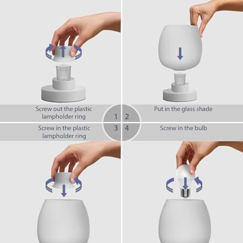 ONEWISH Touch Bedside Table Lamp Set of 2 - Small Modern, 3-Way Dimable Desk lamp with White Opal Glass Lamp Shade, 3000K LED Bulb, Simple Design Home Décor for Bedroom Living Room Nightstand