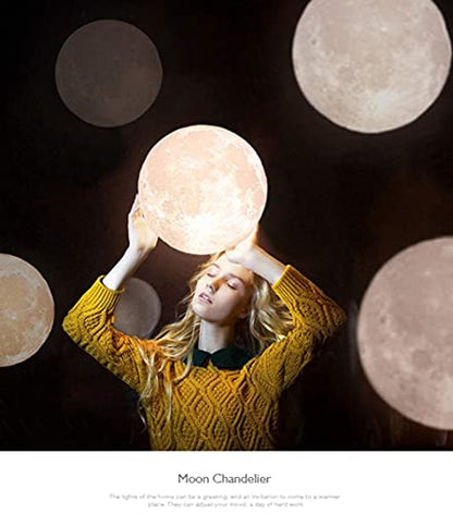 KRUIHAN Moon Ceiling Pendant Light,3D Moon Lampshade Ceiling,Planet Moon Ball Hanging Lamp Restaurant Bar Bedroom Bedside Moon Lamps Night Light Kids