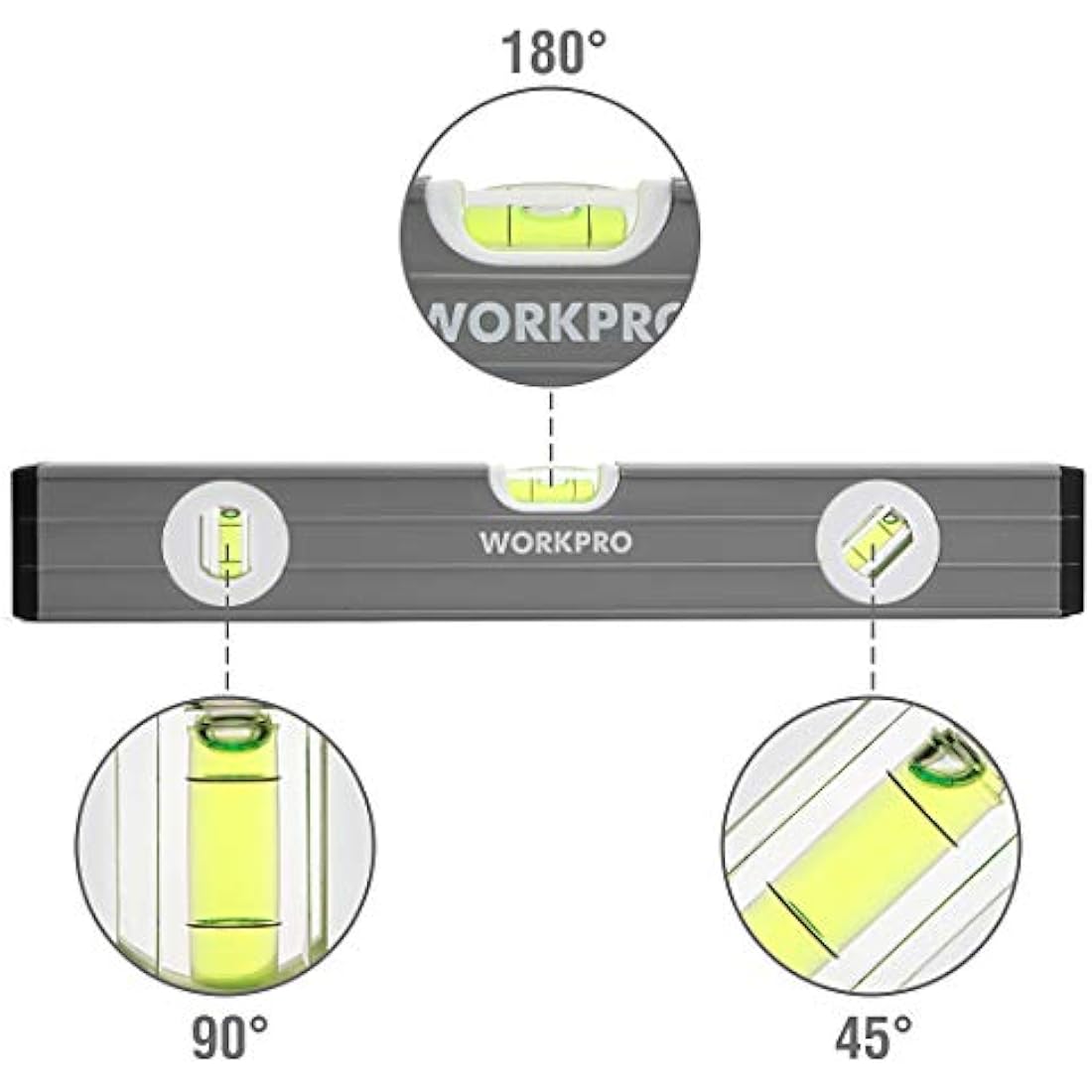 WORKPRO 3-Piece Spirit Level Set(9", 16", 24")， W002900A , Grey