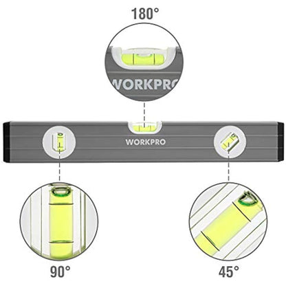 WORKPRO 3-Piece Spirit Level Set(9", 16", 24")， W002900A , Grey