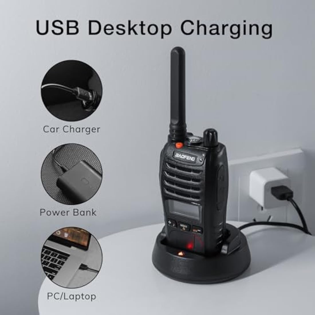 BAOFENG BF-88ST Pro Walkie Talkie, Upgraded Long Range Rechargeable License-Free PMR446 Two Way Radios with LCD Display, VOX Dual, Desktop Charger and Earpieces, 4 Pack