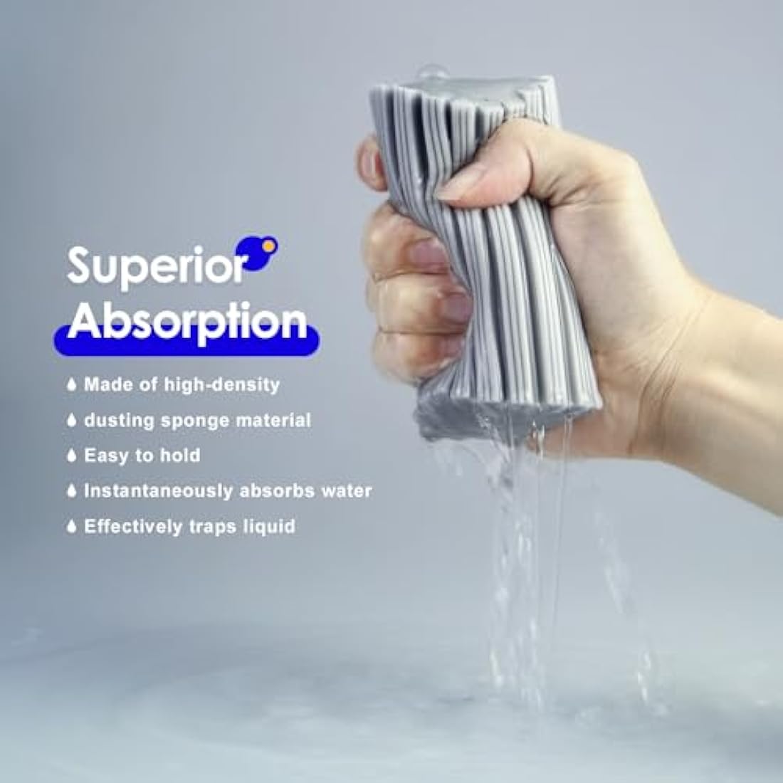 6 Pack Damp Clean Duster Sponge, Sponge Cleaning Brush, Reusable Sponge, Duster for Cleaning Blinds, Glass, Baseboards,Vents, Railings, Mirrors, Window Track Grooves and Faucets