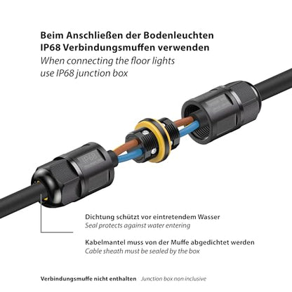 ledscom.de 2 LED Paving Stone Ground recessed Light CUS for Outdoors, IP67, Angular, 20 x 10cm, 2.9 W, 228lm, Cool White
