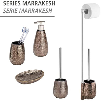 WENKO Toilet Brush and Holder Marrakesh of Ceramic, Brown, 12.5 x 12.5 x 41 cm