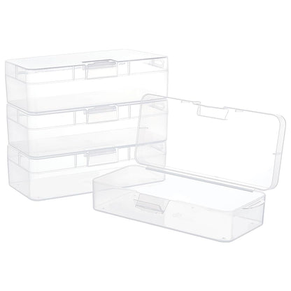 BENECREAT Rectangle Plastic Container Box, 4 Packs, 16.5x7.5x4.7cm