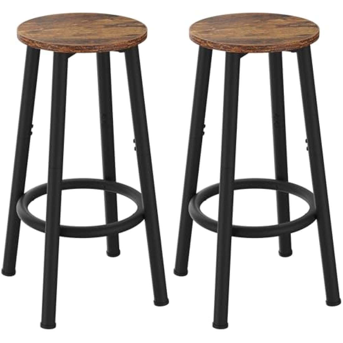 YMYNY Bar Stools Set of 2, 64CM Kitchen Breakfast Bar Stools Chairs with Footrest, Round BarStools for Dining Room, Kitchen, Party, 30×30×64CM Rustic Brown HBS512H