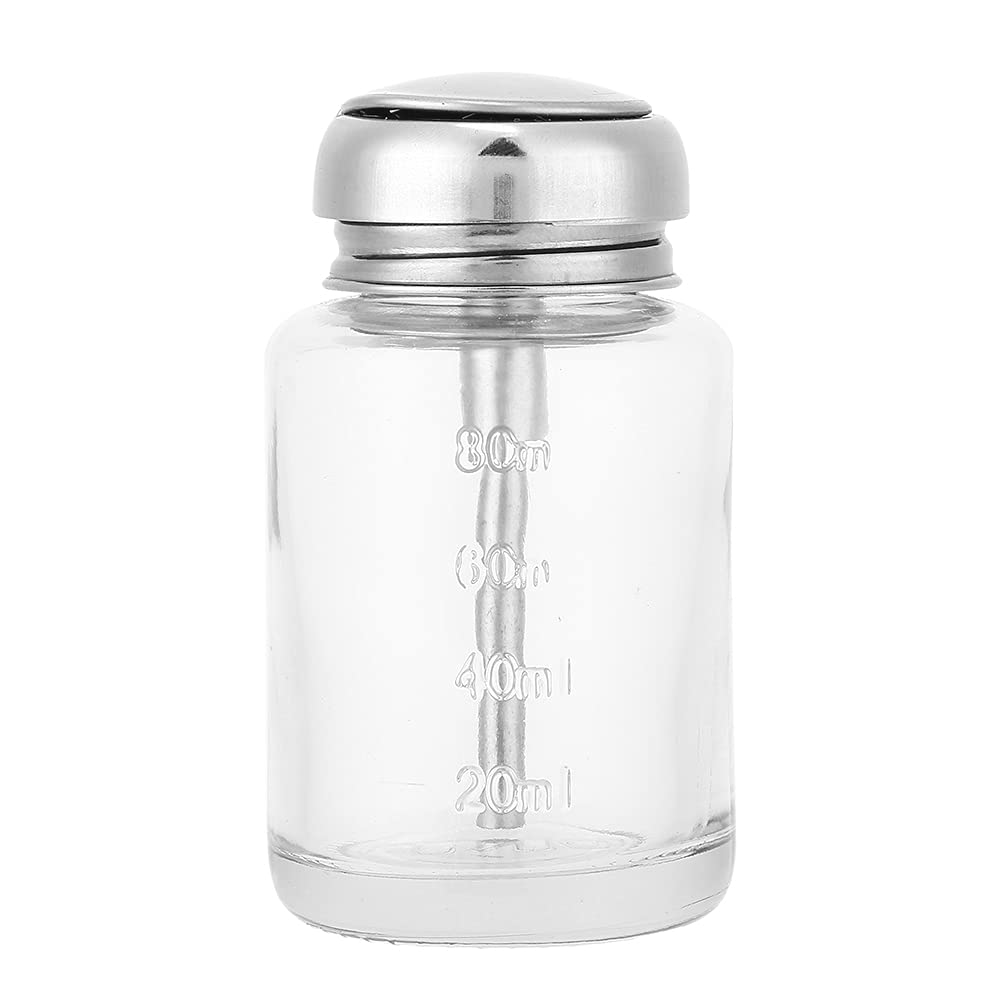 Push Down Nail Polish Remover Pump Dispenser, Gel Polish Dispenser for Manicure - Professional Glass Empty Container for Nail Art & Polish Removal