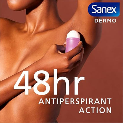 Sanex Dermo Invisible Roll-On Antiperspirant 6x50ml - antiperspirant deodorant - up to 48-hour sweat and odour protection - anti-stain protection - restores skin’s natural pH - dermatologically tested
