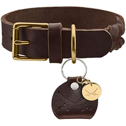 HUNTER Sansibar Solid Dog Collar Leather Heavy Duty Grippy Braided 55 (M) Dark Brown
