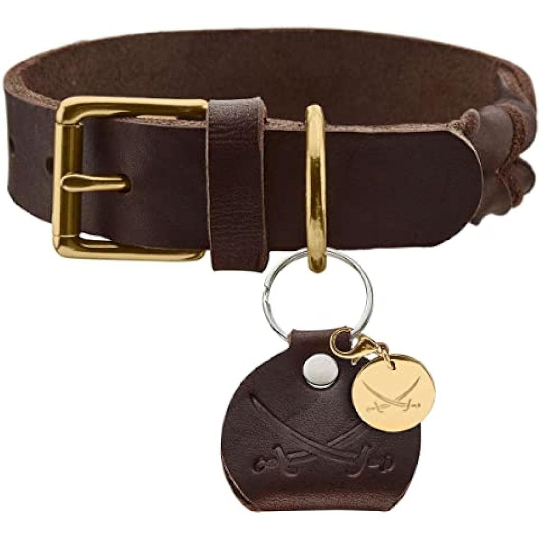 HUNTER SANSIBAR SOLID Leather Dog Collar Heavy Duty Grip Braided 50 (S-M) Dark Brown