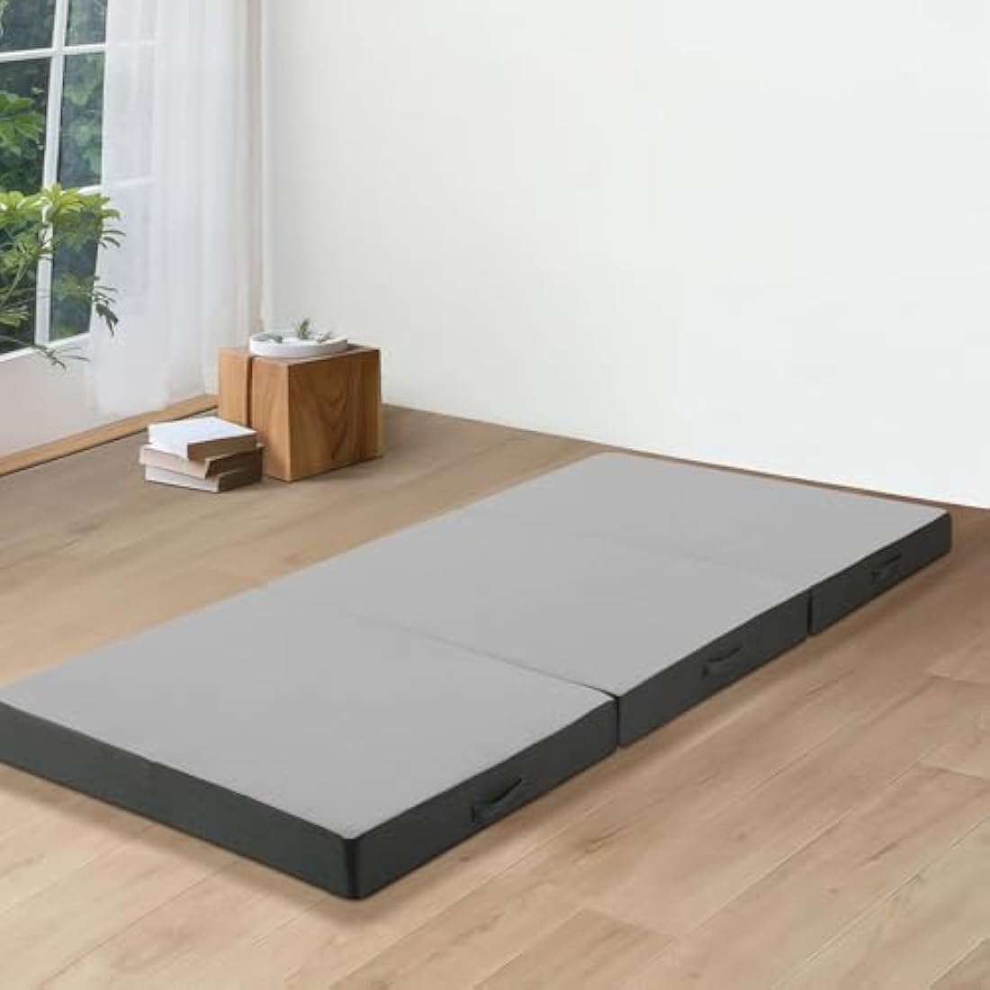 MeMoreCool Tri Fold Mattress 190x90cm, Single, 10cm Thick Foam Foldable Futon Mattress with Washable Cover, Portable Floor Guest Sleeping Mat for Travel, Camping, Grey