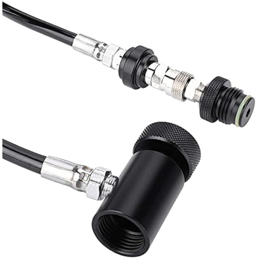 Demeras Paintball Hose for HPA/CO2, Black, Copper, Rubber, Aluminium, 4500 PSI, 1 Pack, Paintball Activities, Remote Coil Cylinder Connection Valve Hose