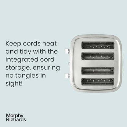 Morphy Richards Illumination 4 Slice Toaster, 7 Toast Settings, Browning Controls, Variable Width Slots, Auto Pop-up, Removeable Crumb Tray, Cord