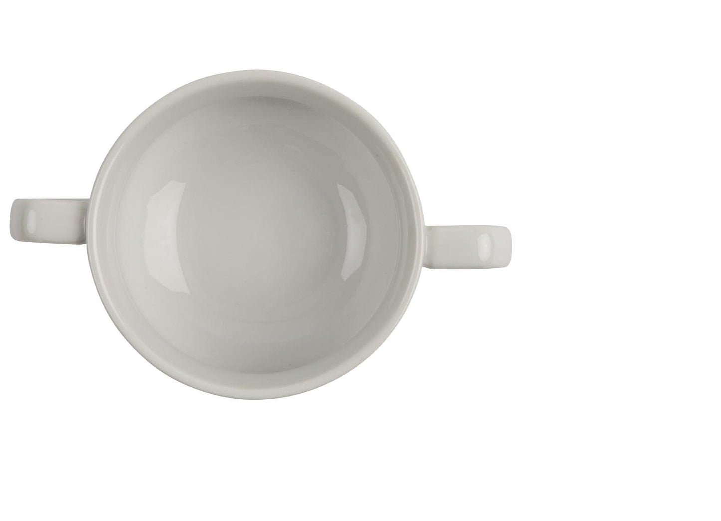 Olympia Athena Hotelware Stacking White Handled Soup Bowls 290ml / 10 1/4 ounce, Pack of 12, Diameter: 107mm / 4 1/4 inch, Chip Resistant Porcelain,