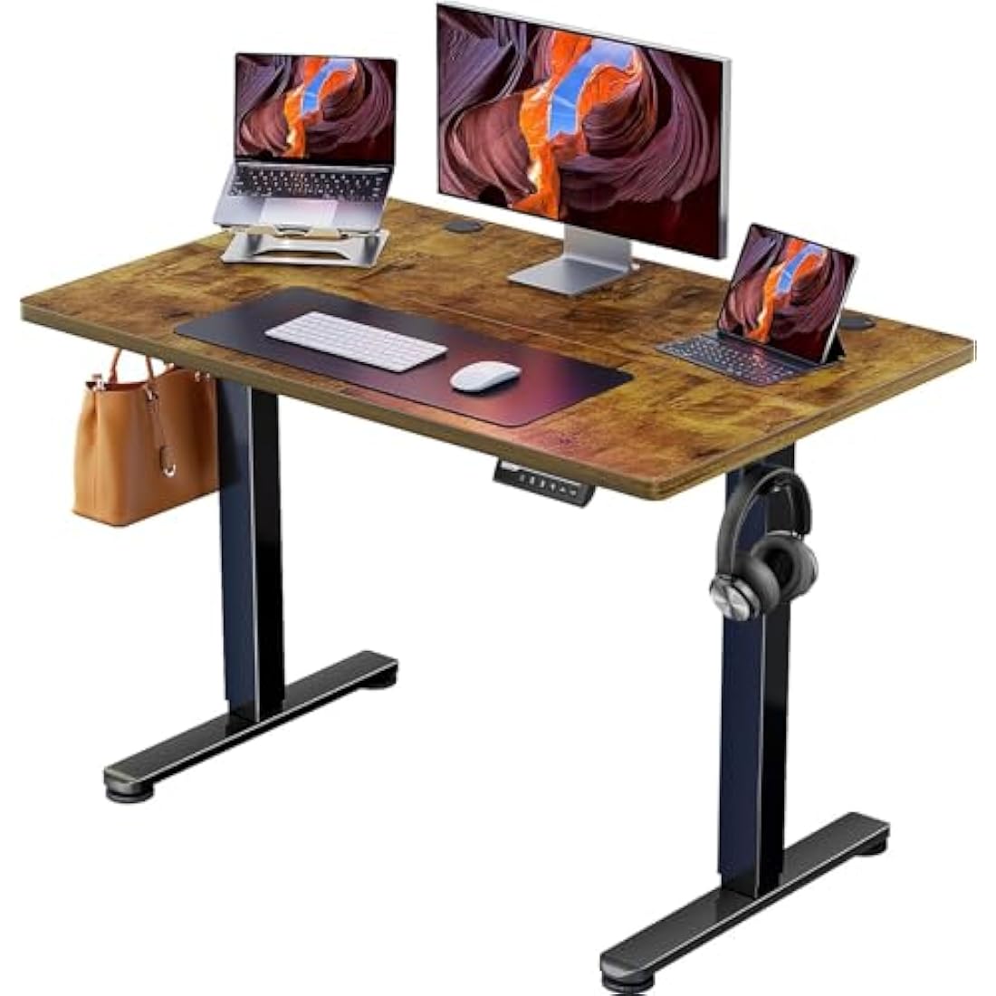 ErGear Electric Standing Desk Height Adjustable 100 x 60cm, Sit Stand Desk with 4 Memory Smart Pannel for Home Office with Splice Board