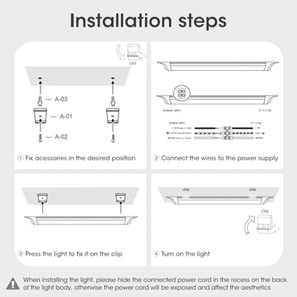 HUMIGA 5FT LED Batten Light, 50W Low Profile Wall Ceiling Surface Mounted Fitting, IP20 Slim Wide Tube Lighting for Office/Home/Shop/Workshop/Warehouse, Neutral White 4000K, 4 Pack