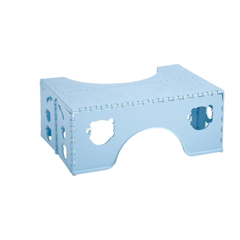 BRAVECOW Foldable Toilet Stool for Adults Healthy Squatting Posture, Non-Slip Bathroom Step Stool with PP Plastic & Easy Storage? (Blue)