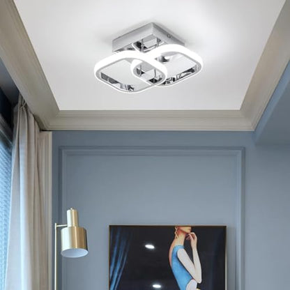 EIDISUNY LED Ceiling Light Modern Ceiling Lamp Silver Square Simple Ceiling Light Fixture LED for Corridor Kitchen Stairs Hallway Study Room Bedroom Living Room - Chrome 22W （Cool White Light 6000K