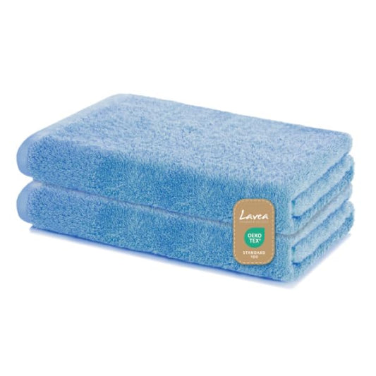 Lavea Bath Towels Set of 2, 60 x 120 cm, Soft and Absorbent 100% Cotton Towels, Dolphin Blue, Oeko-Tex 100 Certified, with Hanging Loops, Washable at