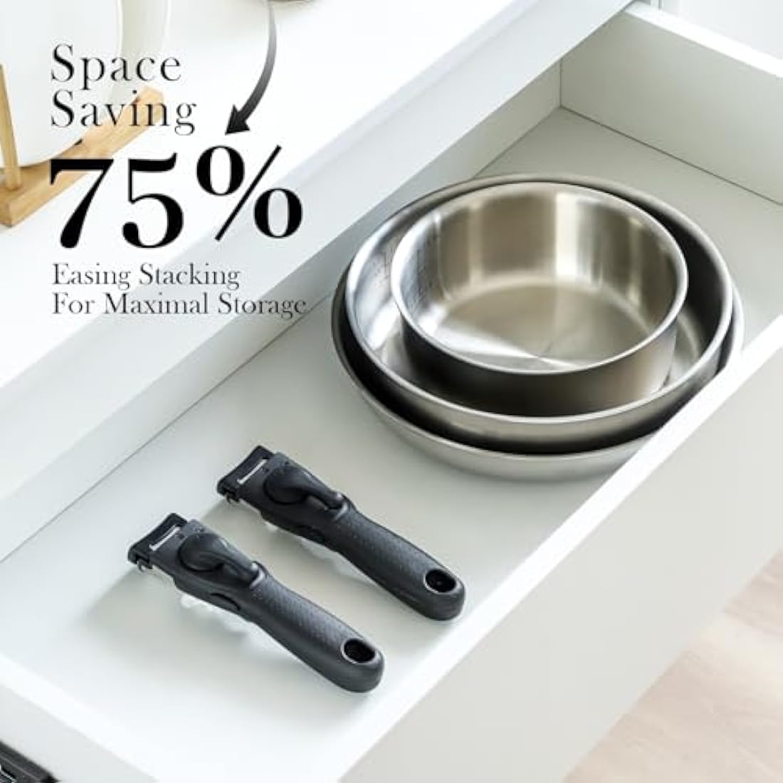 ROYDX Uncoated 18/10 Stainless Steel Cookware Set, Large Frying Pan Set with Steamer and Saute Pan, Stay-Cool Detachable Handles and Glass Lid, LFGB Approved Pots and Pans Set, Serve 4-6 People