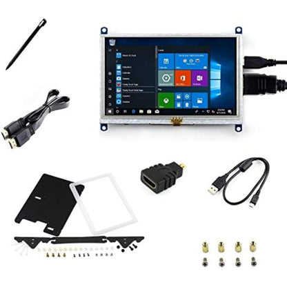 waveshare 5inch LCD B Display 800x480 Resistive Touch Screen Monitor HDMI Module with Bicolor Case for Raspberry Pi 4 3 Model B+/B/A+/A, Beaglebone Black Support Windows 10/8.1/8/7