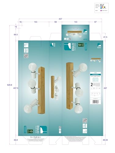 Eglo Ceiling Light Fitting Townshend 3, Vintage Ceiling lamp, Spotlight bar with 3 orientable spot Lights, Retro Light Fixture Made of Steel and Wood,