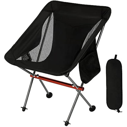 SHALLWE Ultralight Portable Camping Chair,Aviation Aluminum Frame Compact Folding Chairs,300lbs Capacity with Wide Feet and Storage Bag,Suitable for Camping,BBQ,Hiking,Beach,Lawn(Gray)