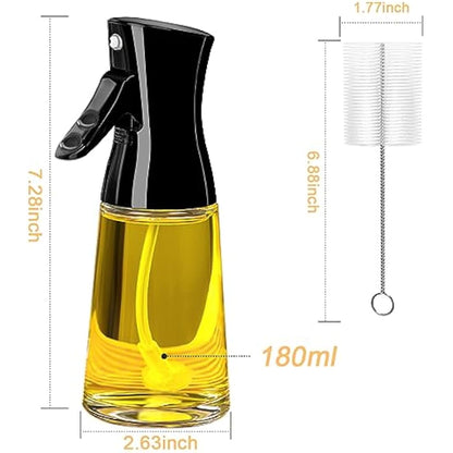 Olive Oil Sprayer for Cooking, 180ML Glass Oil Dispenser Bottle with Brush, Canola Oil Vinegar Spray Mister for Kitchen, Refillable Gadgets Accessories Widely Used for Air Fryer, Baking, Grilling