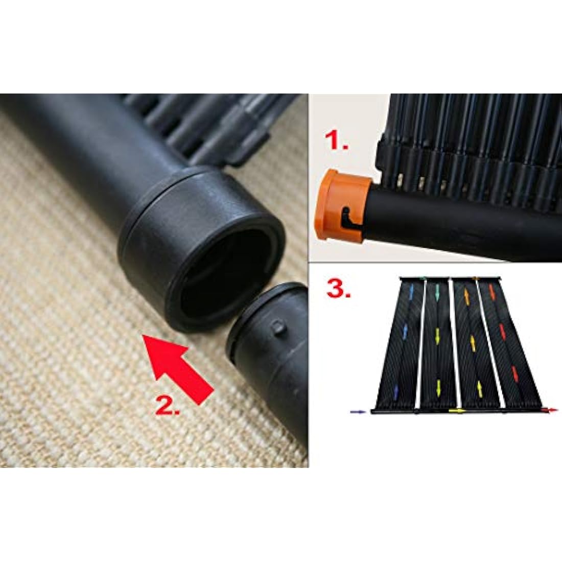 STEINBACH 049121 Compact Solar Panel 400 x 70 cm for Pools up to 12,000 l Water Capacity, Hose Connection Diameter 32/38 mm Black