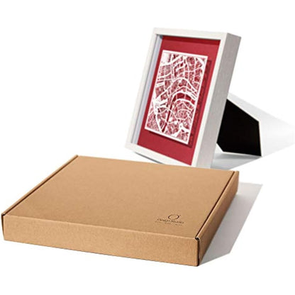 O3 DESIGN STUDIO Cologne Marco de Papel para mapas, Black map, Black frame, 9x9 inches, Gift Boxed, 2 background color, self-changing, Paper Art