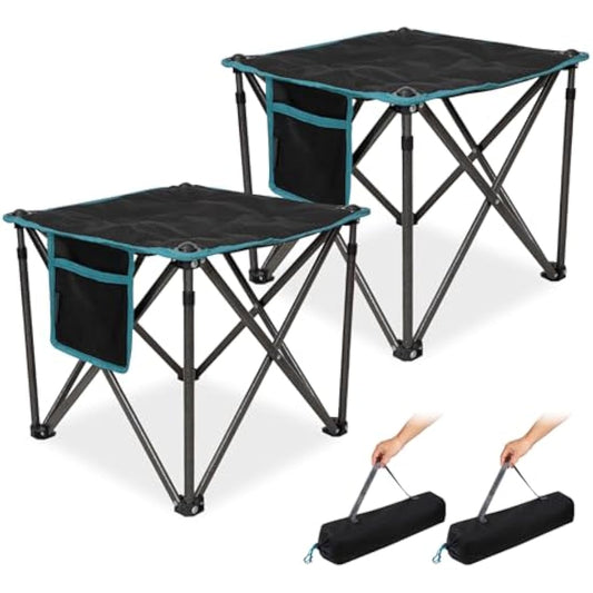 FUNDANGO 2 Pack Oversized Camping Stool with cushion, 18.1 Inch footstool 400 Lbs Heavy Duty Padded Collapsible folding stool Portable Foldable seat for Garden Fishing Hiking with Carry Bag (Black)