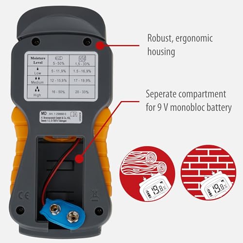 Brennenstuhl Moisture Detector MD (Moisture Meter/Moisture Meter for Wood or Building Materials, with LCD Display)