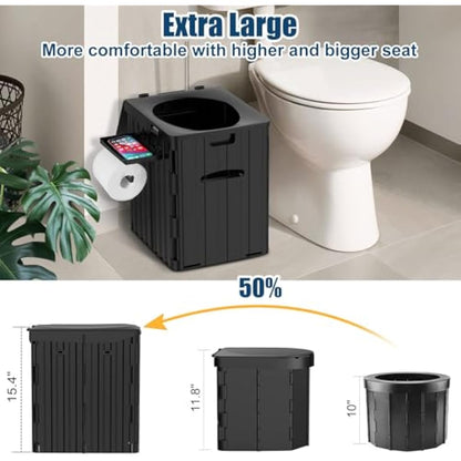 WADEO Extra-Large Camping Foldable Toilet, Heavy-Duty Portable Potty for Adults with Bigger Comfortable Seat & Sturdy Support, Travel WC for Heavy People, Big Guy, Elderly