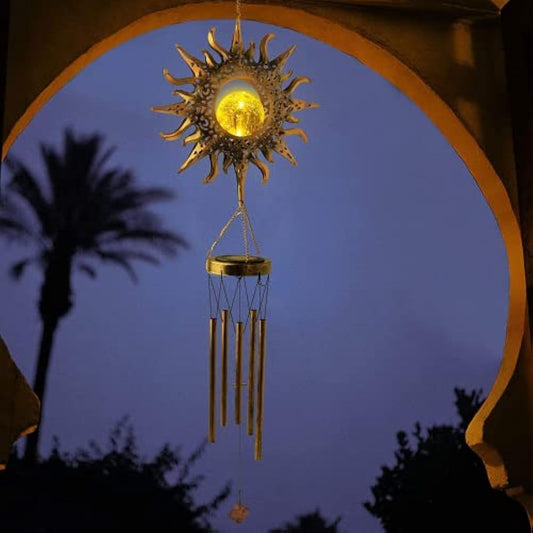 lifemet Wind Chimes Solar Lights - Powered LED Sun Night lights outdoor Garden Waterproof Metal Windbell Chime Light Lamp for Patio Deck Lawns Yard Patio