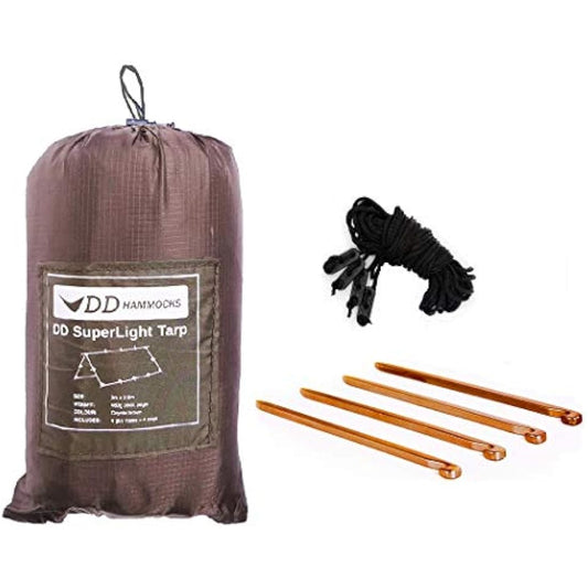 DD Hammocks - DD SuperLight Tarp - 100% Waterproof Tarp Shelter For Ultralight Outdoor Camping Trekking And Bikepacking Adventure